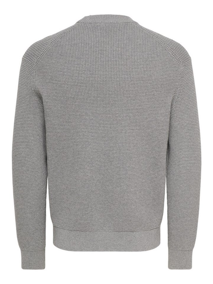 ONLY & SONS Rundhalspullover ONSMARIUS LS WAFFLE CREW REG OTL Baumwollmischung, regular fit – Bild 5 von 5