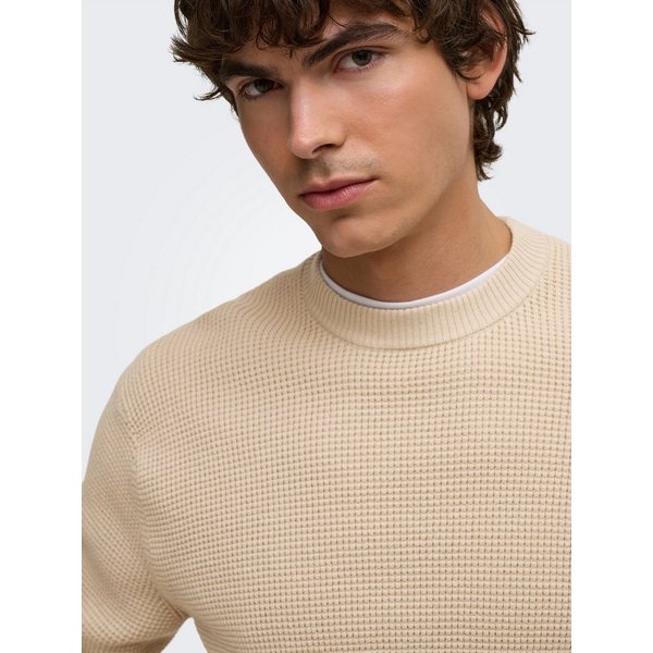 ONLY & SONS Rundhalspullover ONSMARIUS LS WAFFLE CREW REG OTL Baumwollmischung, regular fit