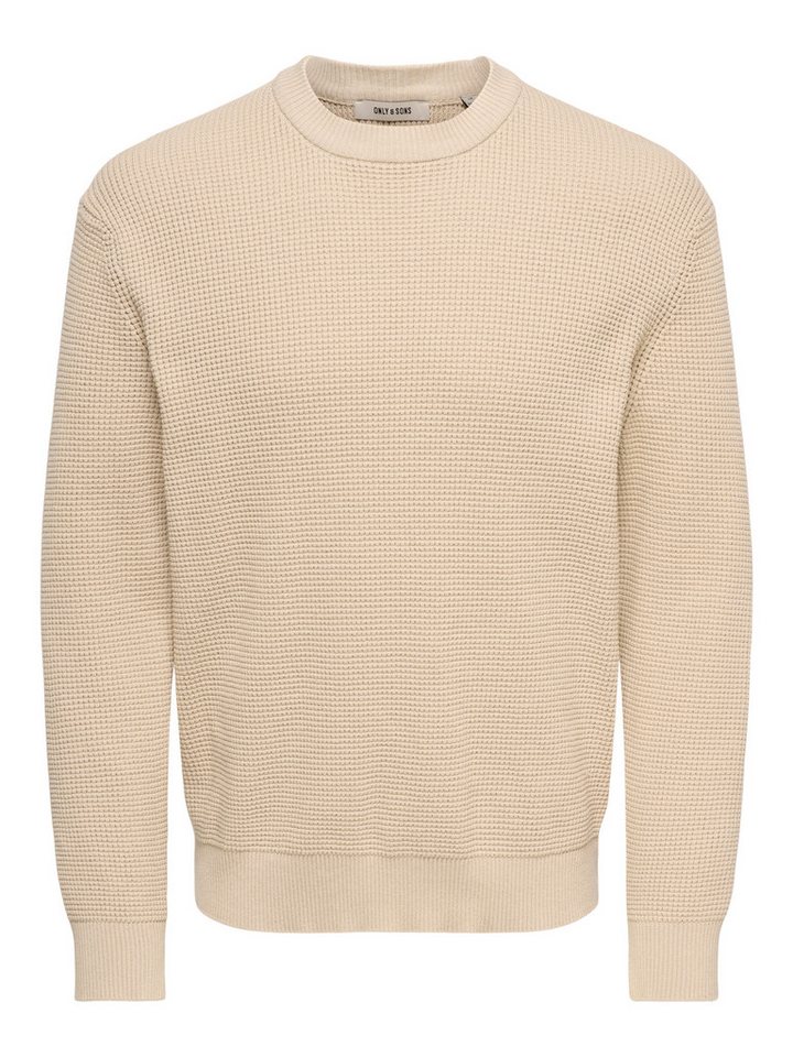 ONLY & SONS Rundhalspullover ONSMARIUS LS WAFFLE CREW REG OTL Baumwollmischung, regular fit – Bild 5 von 5