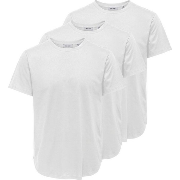 ONLY & SONS Rundhalsshirt ONSJEFF LONGY SS TEE 3-PACK OTL (Packung, 3-tlg)