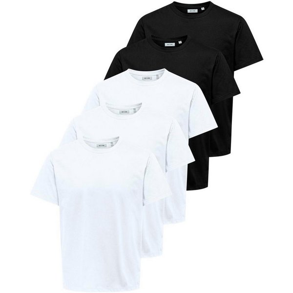 ONLY & SONS Rundhalsshirt ONSJEFF REG SS TEE 5-PACK OTL (Packung, 5-tlg)