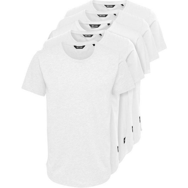 ONLY & SONS Rundhalsshirt ONSMATT LONGY SS TEE 5-PACK (Packung, 5-tlg) Baumwolle, relaxed fit