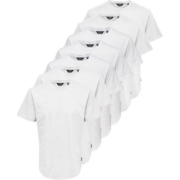 ONLY & SONS Rundhalsshirt ONSMATT LONGY SS TEE 7-PACK (Packung, 7-tlg) Baumwolle, relaxed fit, lang geschnitten