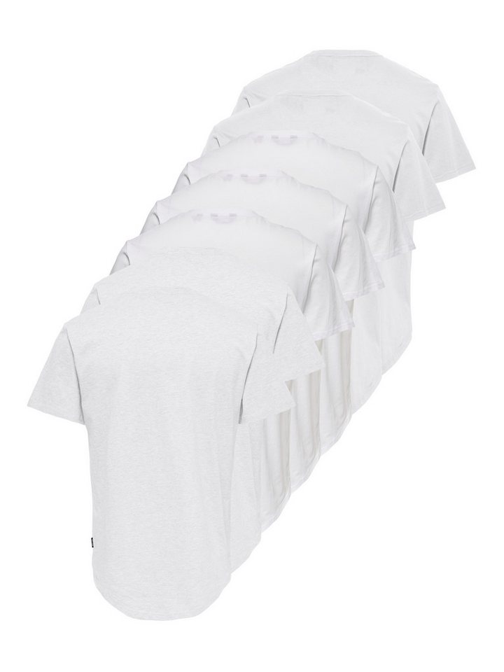 ONLY & SONS Rundhalsshirt ONSMATT LONGY SS TEE 7-PACK (Packung, 7-tlg) Baumwolle, relaxed fit, lang geschnitten – Bild 2 von 4