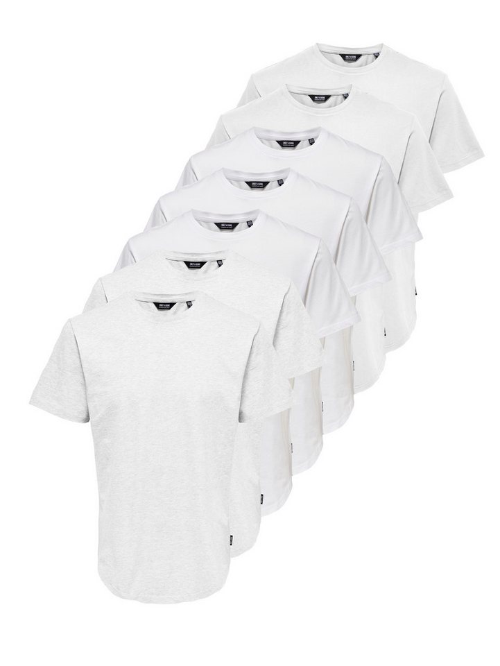 ONLY & SONS Rundhalsshirt ONSMATT LONGY SS TEE 7-PACK (Packung, 7-tlg) Baumwolle, relaxed fit, lang geschnitten – Bild 4 von 4