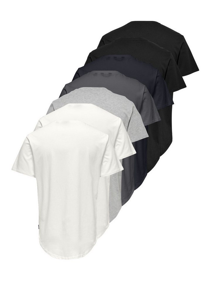 ONLY & SONS Rundhalsshirt ONSMATT LONGY SS TEE 7-PACK (Packung, 7-tlg) Baumwolle, relaxed fit, lang geschnitten – Bild 3 von 3