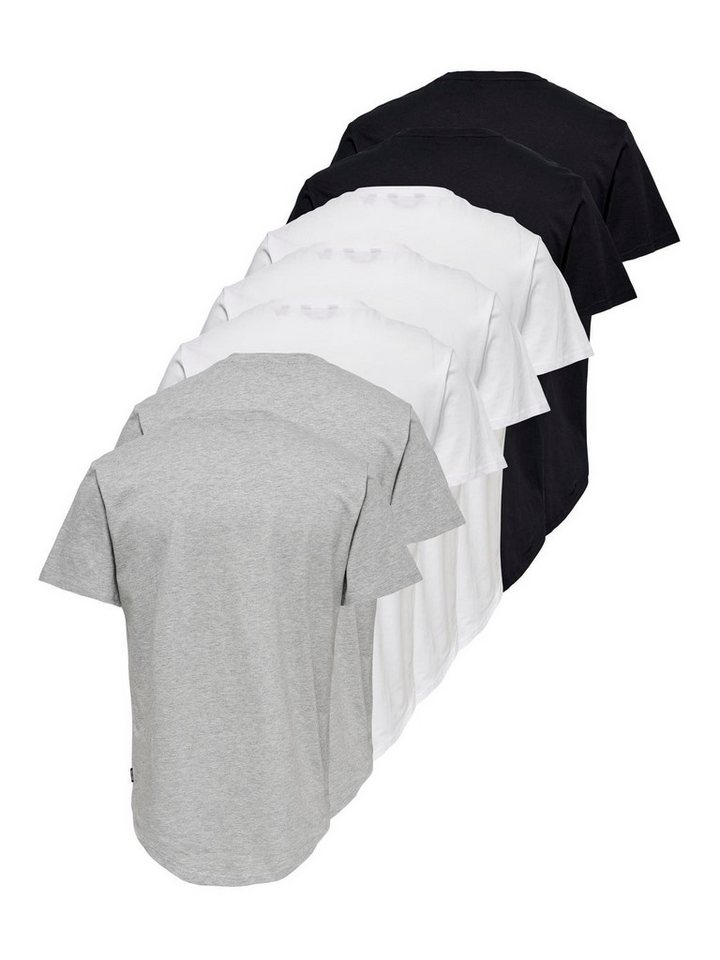 ONLY & SONS Rundhalsshirt ONSMATT LONGY SS TEE 7-PACK (Packung, 7-tlg) Baumwolle, relaxed fit, lang geschnitten – Bild 5 von 5