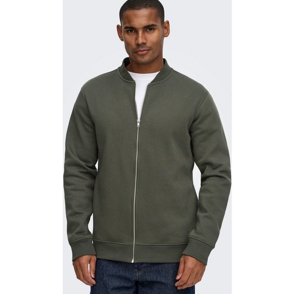 ONLY & SONS Sweatjacke ONSCERES REG ZIP BOMBER JCK NOOS Baumwollmischung, regular fit