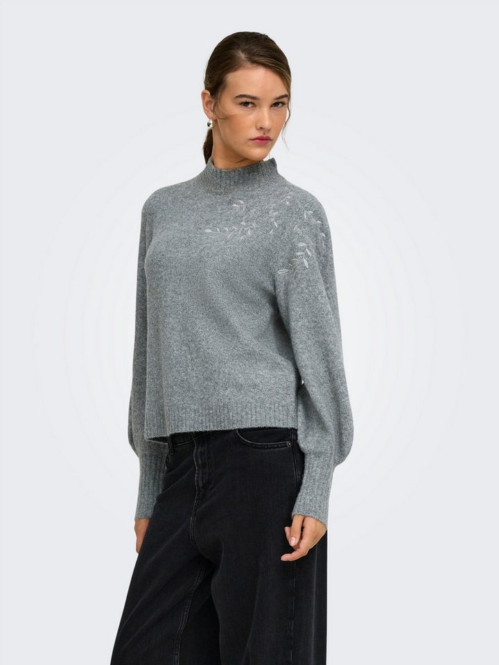ONLY Strickpullover ONLBEAUTY LS HIGH NECK EMB KNT Materialmix mit Wolle und Stretch, regular fit – Bild 2 von 5