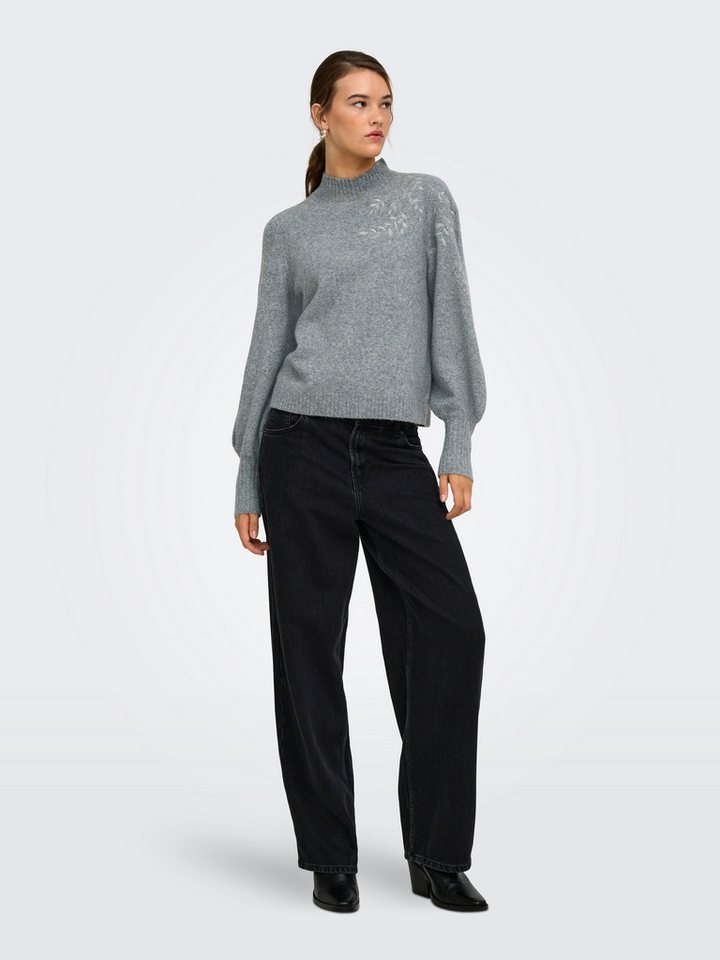 ONLY Strickpullover ONLBEAUTY LS HIGH NECK EMB KNT Materialmix mit Wolle und Stretch, regular fit – Bild 4 von 5