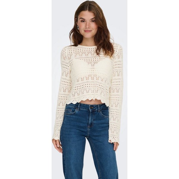 ONLY Strickpullover ONLELKE LIFE LS PULLOVER KNT NOOS Lochstickerei, verkürzte Form