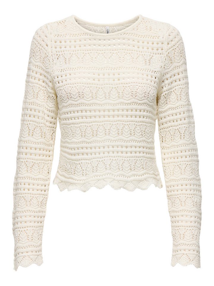 ONLY Strickpullover ONLELKE LIFE LS PULLOVER KNT NOOS Lochstickerei, verkürzte Form – Bild 5 von 5