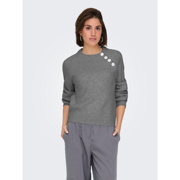 ONLY Strickpullover ONLLAUREN LIFE LS O-NECK BUTTON KNT