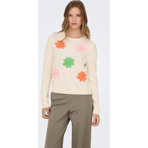 ONLY Strickpullover ONLLOTUS LIFE LS FLOWER O-NECK EX KNT