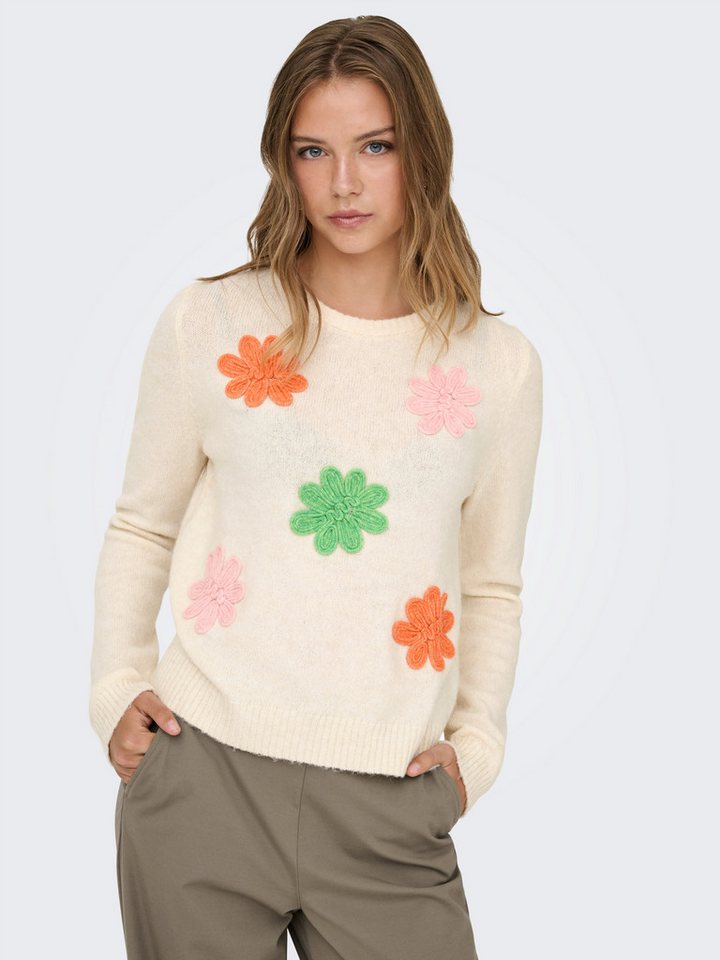 ONLY Strickpullover ONLLOTUS LIFE LS FLOWER O-NECK EX KNT – Bild 2 von 5