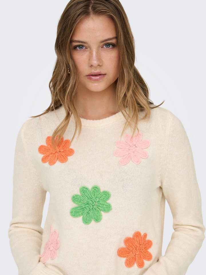 ONLY Strickpullover ONLLOTUS LIFE LS FLOWER O-NECK EX KNT – Bild 3 von 5
