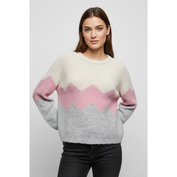 ONLY Strickpullover ONLMAE LIFE LS ZIGZAG O-NECK KNT