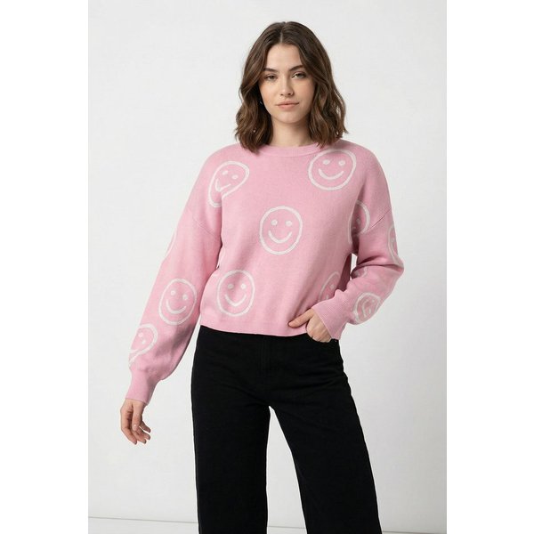 ONLY Strickpullover ONLMONTANA LS JQ O-NECK CC KNT mit Rippbündchen