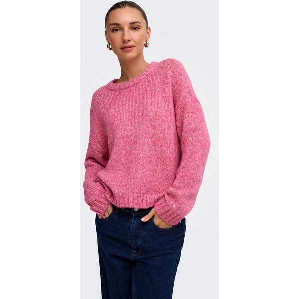 ONLY Strickpullover ONLSMILLA LS LOOSE O-NECK CS KNT Materialmix, verkürzte Form