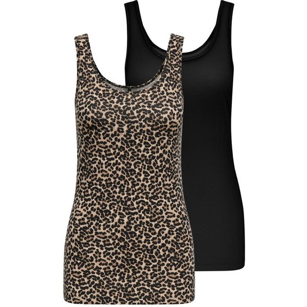 ONLY Tanktop ONLLIVE – Tanktops im Doppelpack mit Stretchkomfort (Set, 2-tlg) modisch, Jersey, slim fit, Baumwollmischung, Rundhals