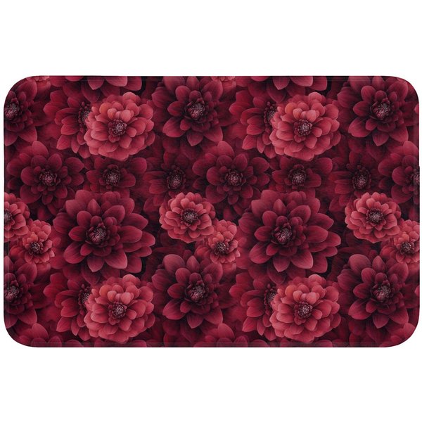 OnlyWow Badematte Dahlien - Blumen - Rot, Höhe 10 mm, Polyester, Rechteckig, Badezimmerteppich, Badteppich, Rutschfest, Badvorleger, Waschbar