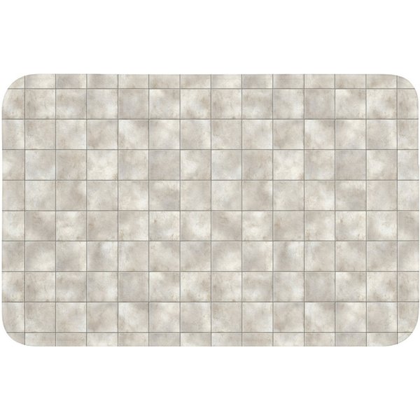 OnlyWow Badematte Kacheln - Natürlich - Grau, Höhe 10 mm, Polyester, Rechteckig, Badezimmerteppich, Badteppich, Rutschfest, Badvorleger, Waschbar