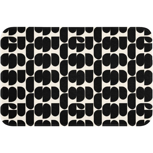 OnlyWow Badematte Modern - Gemustert - Schwarz, Höhe 10 mm, Polyester, Rechteckig, Badezimmerteppich, Badteppich, Rutschfest, Badvorleger, Waschbar