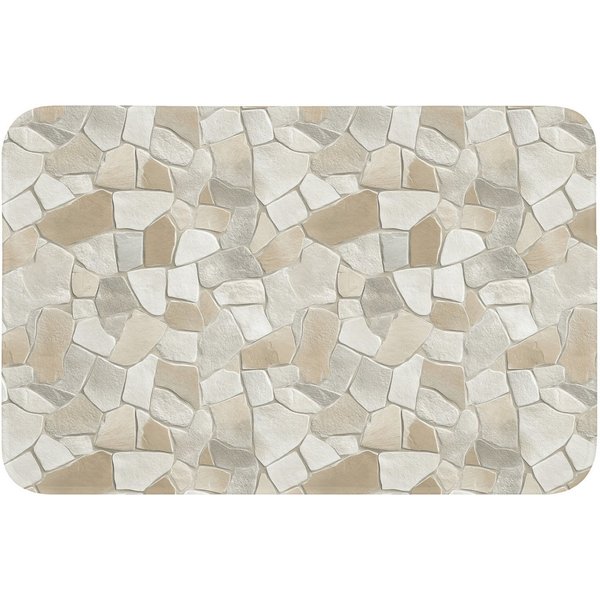 OnlyWow Badematte Mosaik - Steine - Beige, Höhe 10 mm, Polyester, Rechteckig, Badezimmerteppich, Badteppich, Rutschfest, Badvorleger, Waschbar
