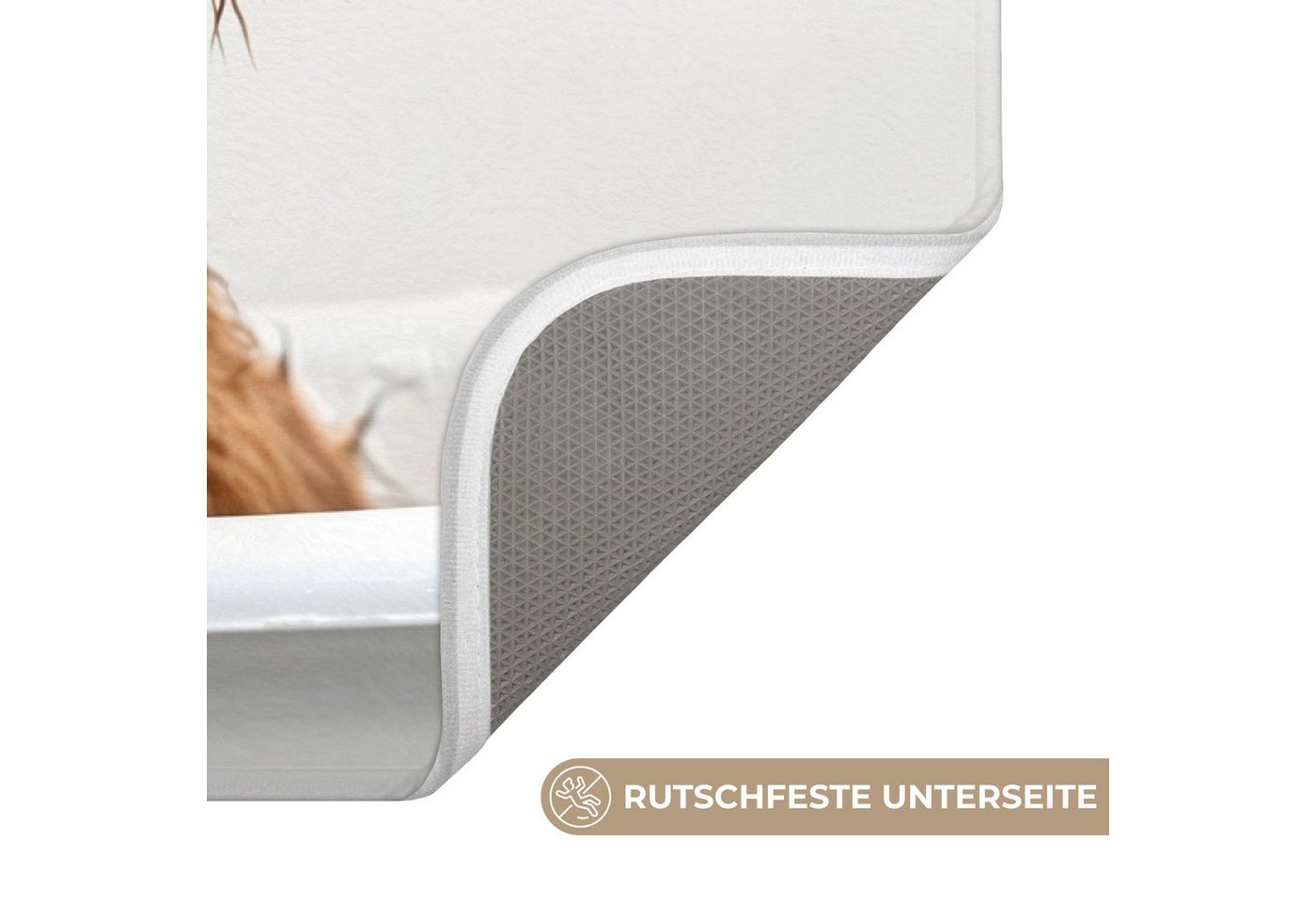 OnlyWow Badematte Schottischer Highlander - Bad - Kuh - Tiere - Schaumstoff, Höhe 10 mm, Polyester, Rechteckig, Badezimmerteppich, Badteppich, Rutschfest, Badvo – Bild 3 von 5