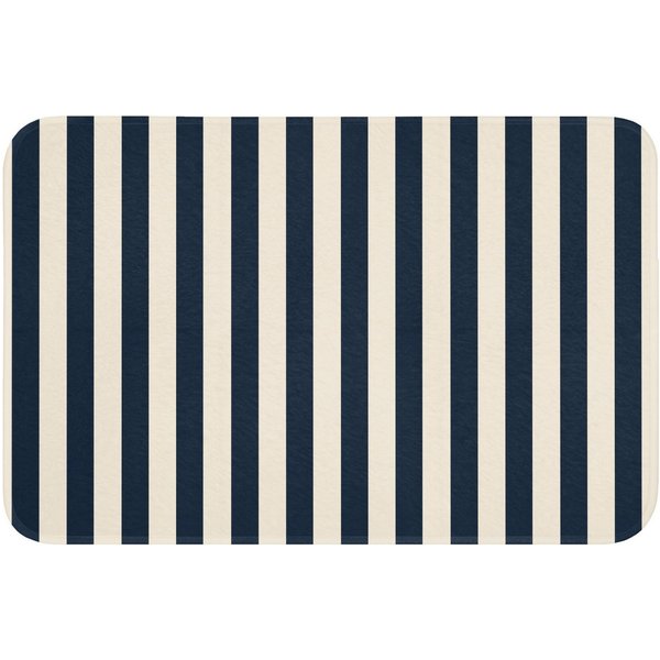 OnlyWow Badematte Vertikale Streifen - Blau - Creme, Höhe 10 mm, Polyester, Rechteckig, Badezimmerteppich, Badteppich, Rutschfest, Badvorleger, Waschbar