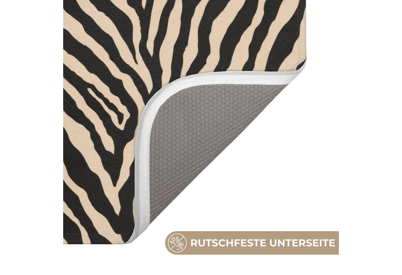 OnlyWow Badematte Zebra - Klassisch - Schwarz, Höhe 10 mm, Polyester, Rechteckig, Badezimmerteppich, Badteppich, Rutschfest, Badvorleger, Waschbar – Bild 3 von 5