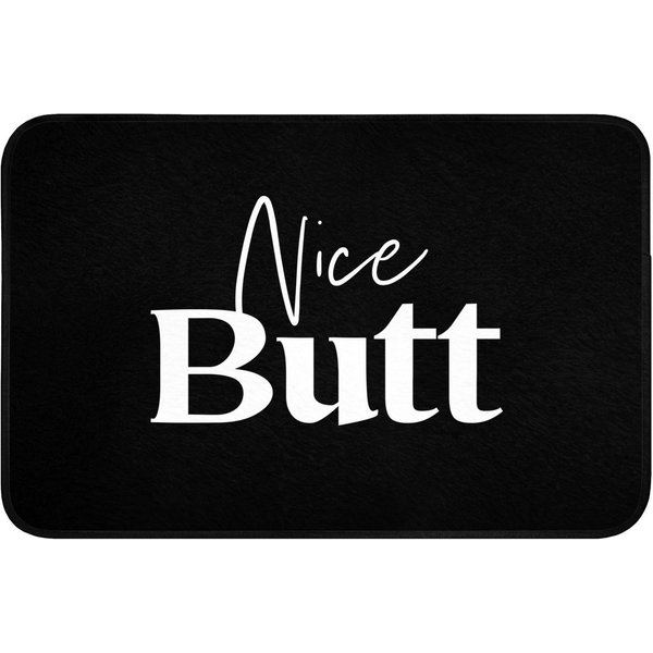 OnlyWow Badematte Zitate - Netter Hintern - Schwarz - Sprichwörter, Höhe 10 mm, Polyester, Rechteckig, Badezimmerteppich, Badteppich, Rutschfest, Badvorleger, W