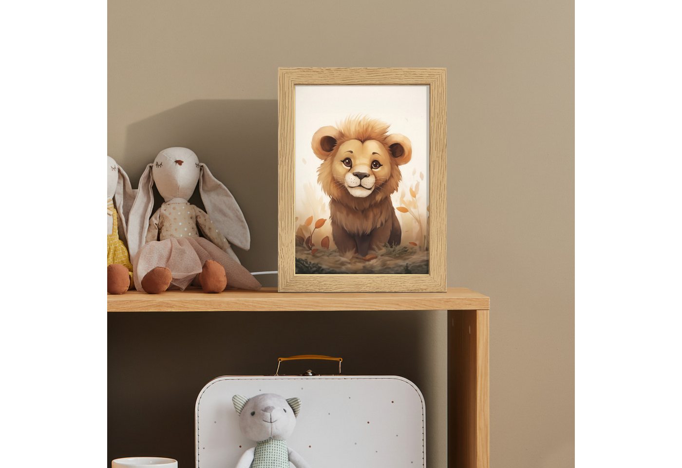 OnlyWow Nachttischlampe Lightbox Löwe - Tiere - Kinder - Braun - Mädchen, Dimmbar, Farbwechsel, LED, Warmweiß, Kaltweiß, Neutralweiß Einstellbar, Kinderzimmer,  – Bild 4 von 5