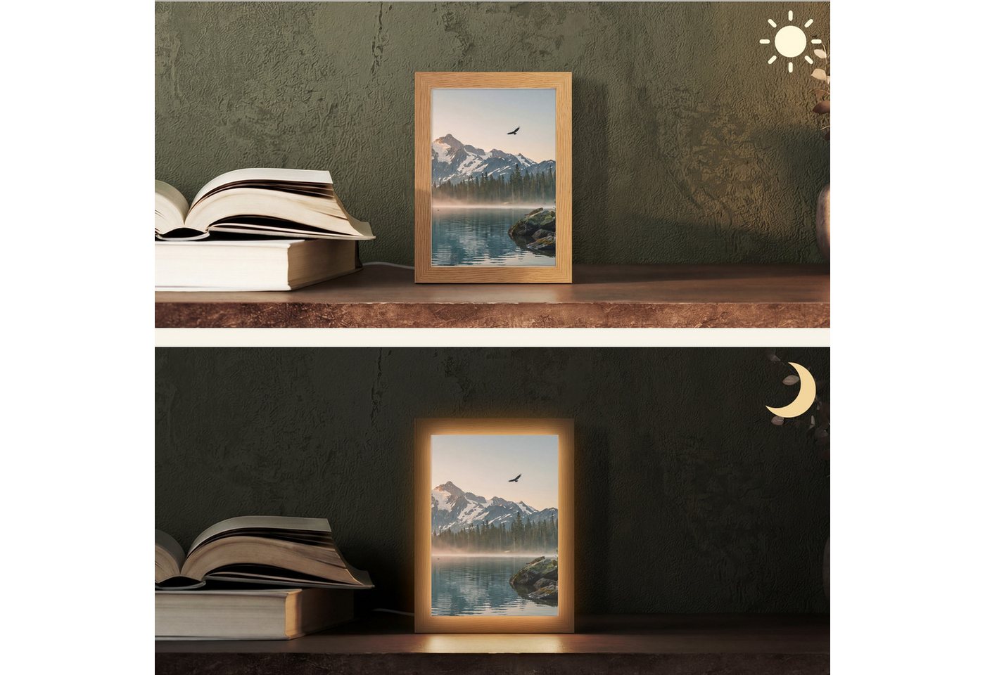 OnlyWow Tischleuchte Lightbox Berge - Wasser - Bäume, Dimmbar, Farbwechsel, LED, Warmweiß, Kaltweiß, Neutralweiß Einstellbar, Tischlampe, Schreibtischlampe, Des – Bild 2 von 5
