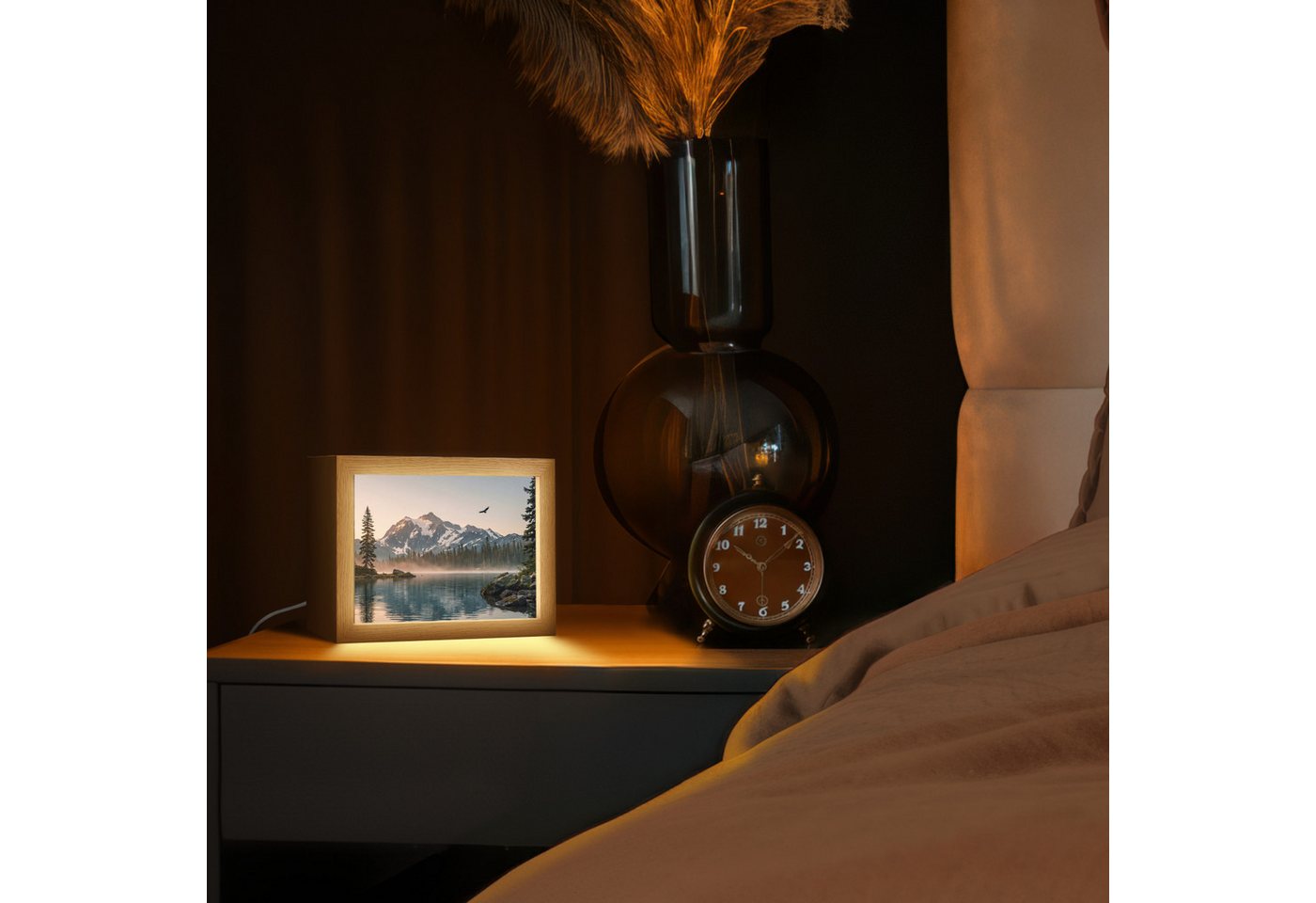OnlyWow Tischleuchte Lightbox Berge - Wasser - Bäume, Dimmbar, Farbwechsel, LED, Warmweiß, Kaltweiß, Neutralweiß Einstellbar, Tischlampe, Schreibtischlampe, Des – Bild 3 von 5