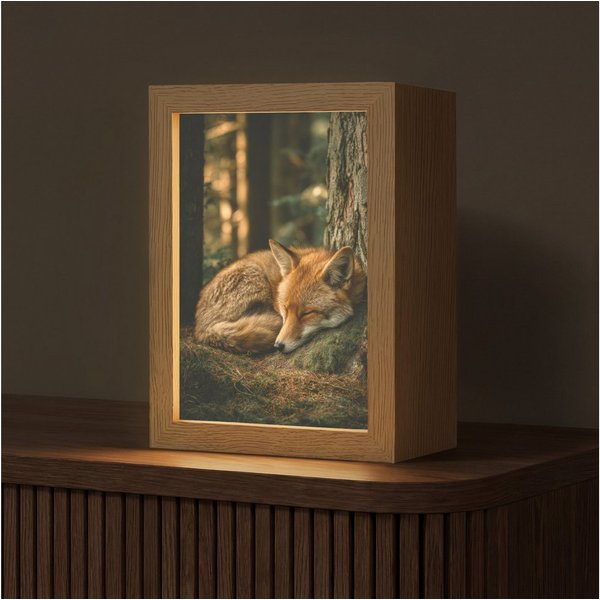 OnlyWow Tischleuchte Lightbox Fuchs - Wald - Schlaf, Dimmbar, Farbwechsel, LED, Warmweiß, Kaltweiß, Neutralweiß Einstellbar, Tischlampe, Schreibtischlampe, Desk