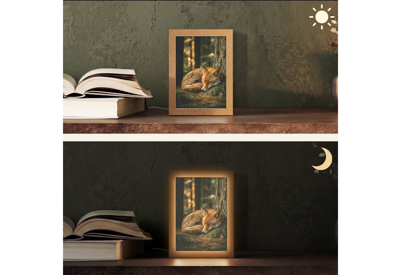 OnlyWow Tischleuchte Lightbox Fuchs - Wald - Schlaf, Dimmbar, Farbwechsel, LED, Warmweiß, Kaltweiß, Neutralweiß Einstellbar, Tischlampe, Schreibtischlampe, Desk – Bild 2 von 5