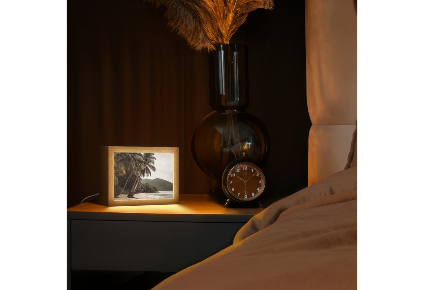 OnlyWow Tischleuchte Lightbox Insel - Palme - Meer, Dimmbar, Farbwechsel, LED, Warmweiß, Kaltweiß, Neutralweiß Einstellbar, Tischlampe, Schreibtischlampe, Desk, – Bild 3 von 5