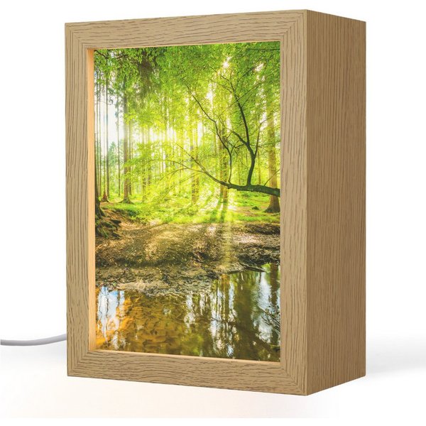 OnlyWow Tischleuchte Wald - Landschaft - Wasser - Bäume - Sonne - Grün - Natur, Dimmbar, Farbwechsel, LED, Warmweiß, Kaltweiß, Neutralweiß Einstellbar, Tischlam