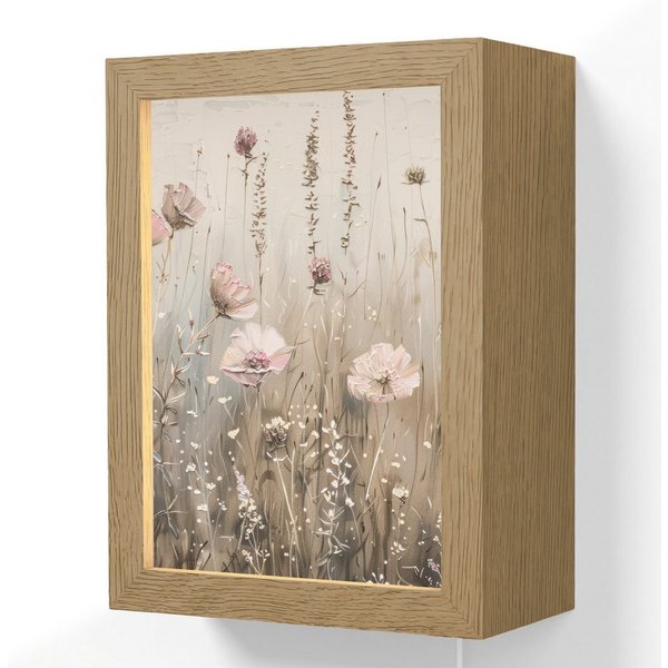 OnlyWow Wandleuchte Lightbox Blumen - Rosa - Modern - Beige, Dimmbar, Farbwechsel, LED, Warmweiß, Kaltweiß, Neutralweiß Einstellbar, Wandlampe Innen, Dimmbar, m
