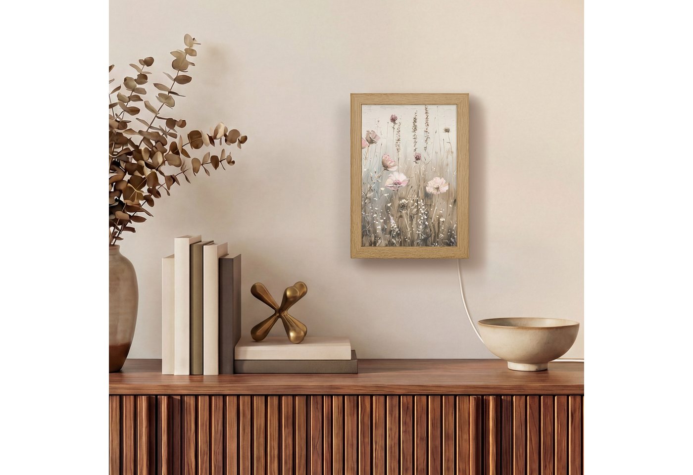 OnlyWow Wandleuchte Lightbox Blumen - Rosa - Modern - Beige, Dimmbar, Farbwechsel, LED, Warmweiß, Kaltweiß, Neutralweiß Einstellbar, Wandlampe Innen, Dimmbar, m – Bild 4 von 5