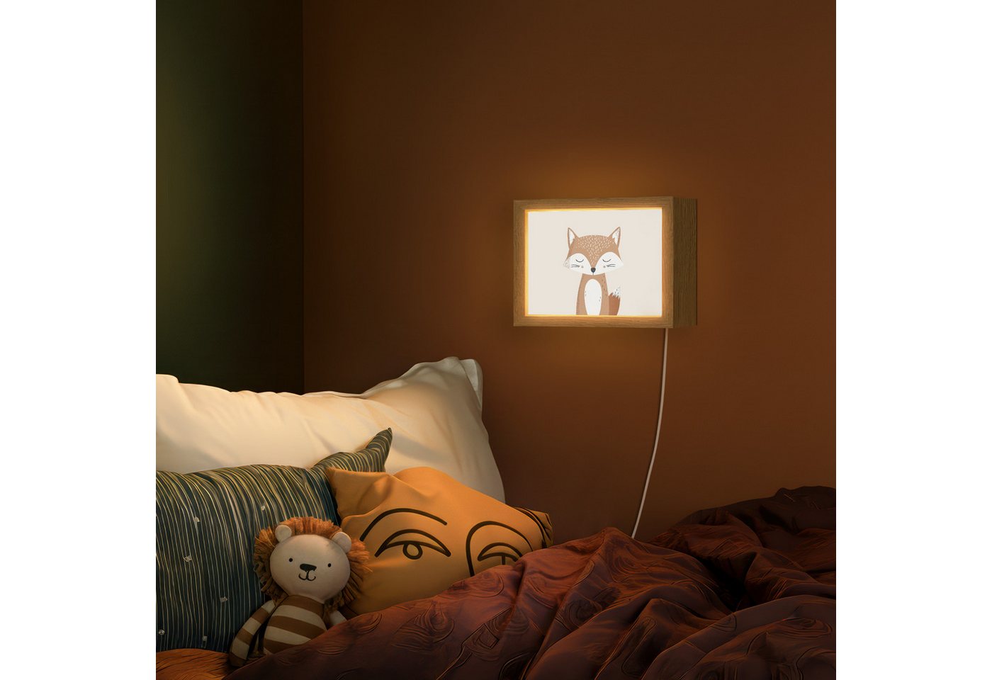 OnlyWow Wandleuchte Lightbox Fuchs - Tier - Waldtiere - Mädchen, Dimmbar, Farbwechsel, LED, Warmweiß, Kaltweiß, Neutralweiß Einstellbar, Wandlampe Innen, Dimmba – Bild 2 von 5