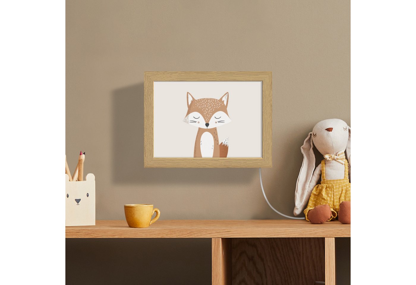 OnlyWow Wandleuchte Lightbox Fuchs - Tier - Waldtiere - Mädchen, Dimmbar, Farbwechsel, LED, Warmweiß, Kaltweiß, Neutralweiß Einstellbar, Wandlampe Innen, Dimmba – Bild 4 von 5