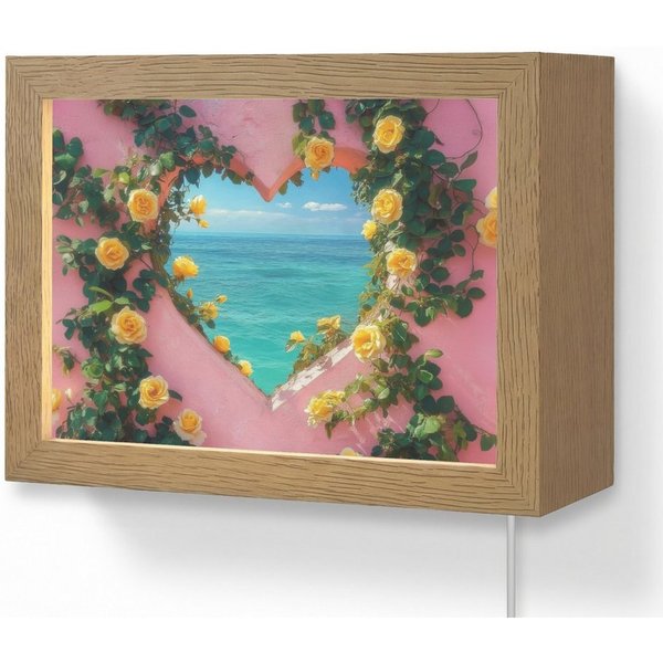 OnlyWow Wandleuchte Lightbox Herz - Meer - Wand, Dimmbar, Farbwechsel, LED, Warmweiß, Kaltweiß, Neutralweiß Einstellbar, Wandlampe Innen, Dimmbar, mit Kabel, LE