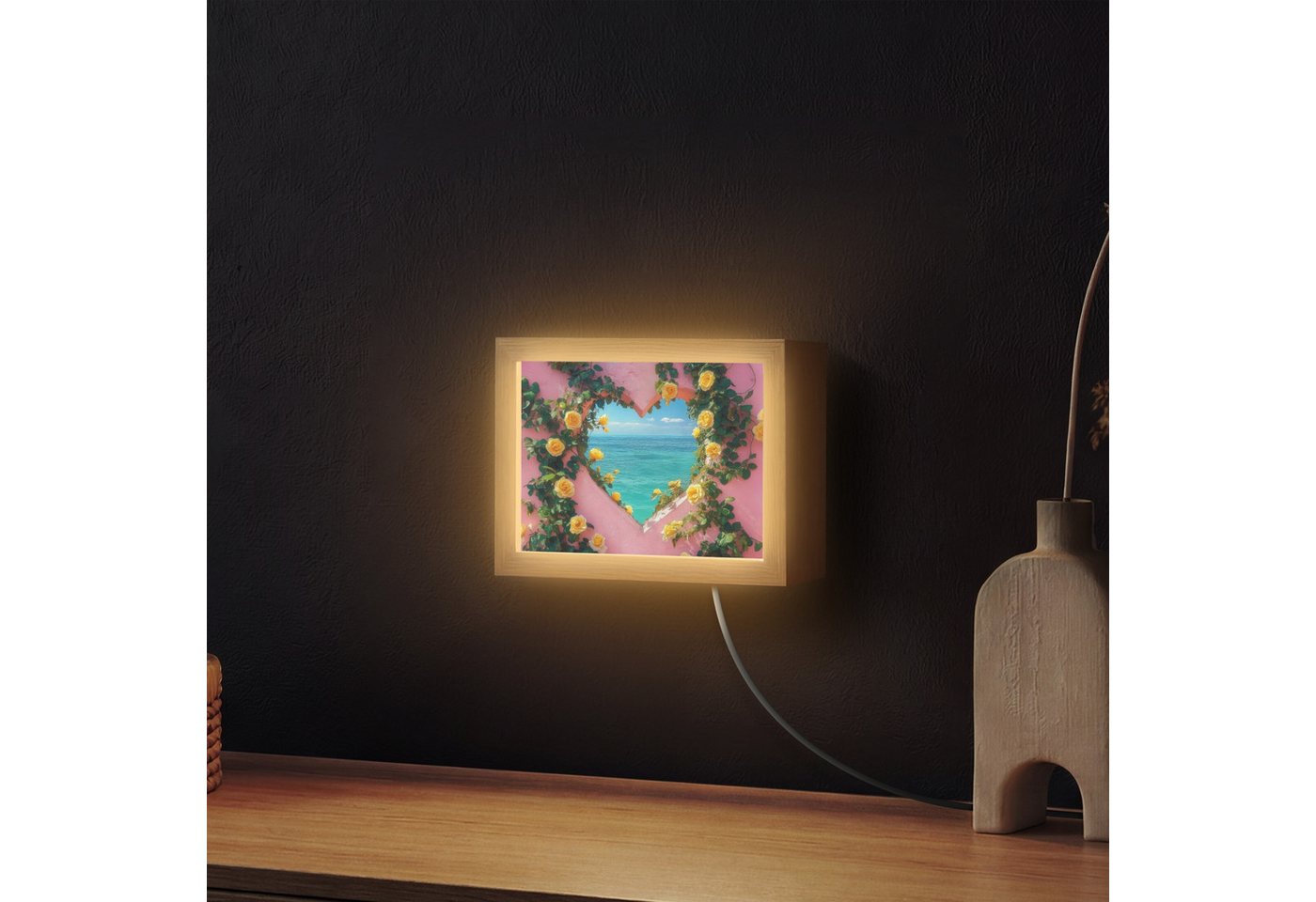 OnlyWow Wandleuchte Lightbox Herz - Meer - Wand, Dimmbar, Farbwechsel, LED, Warmweiß, Kaltweiß, Neutralweiß Einstellbar, Wandlampe Innen, Dimmbar, mit Kabel, LE – Bild 2 von 5