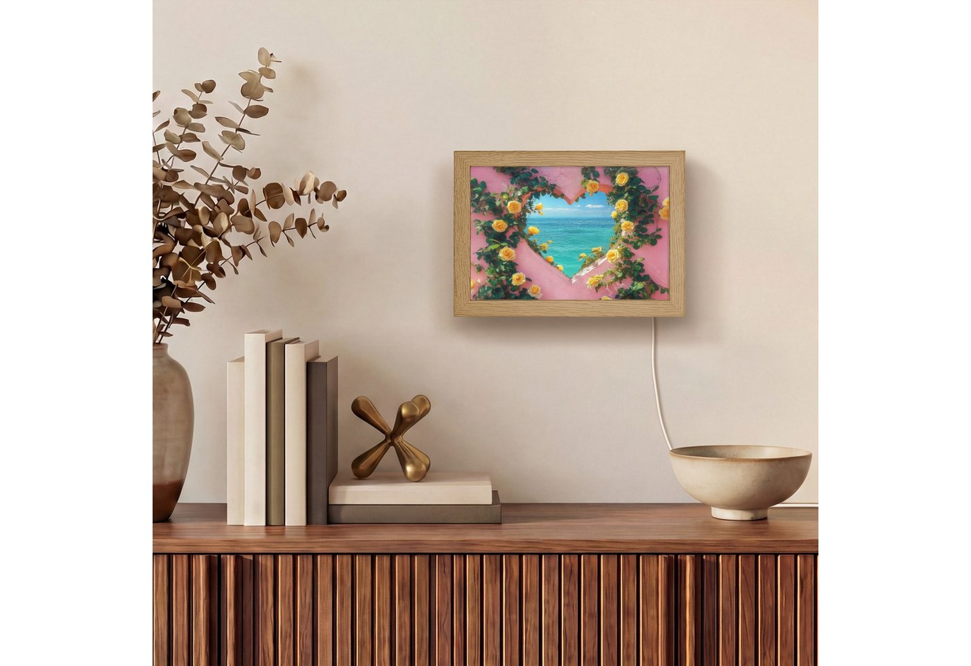 OnlyWow Wandleuchte Lightbox Herz - Meer - Wand, Dimmbar, Farbwechsel, LED, Warmweiß, Kaltweiß, Neutralweiß Einstellbar, Wandlampe Innen, Dimmbar, mit Kabel, LE – Bild 4 von 5