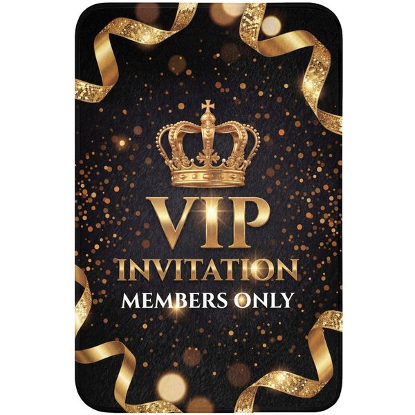 OnlyWow WC-Vorleger Einladung - VIP - Krone - Gold, Höhe 10 mm, Polyester, Rechteckig, WC Teppich, Toilettenvorleger, Toilettenteppich, Badematte 40x60 cm