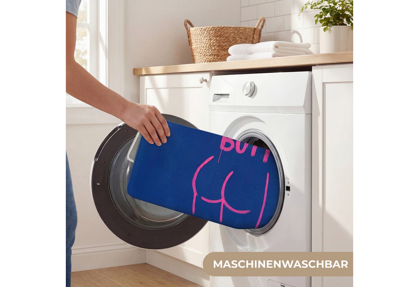 OnlyWow WC-Vorleger Frech - Lustig - Blau, Höhe 10 mm, Polyester, Rechteckig, WC Teppich, Toilettenvorleger, Toilettenteppich, Badematte 40x60 cm – Bild 5 von 5