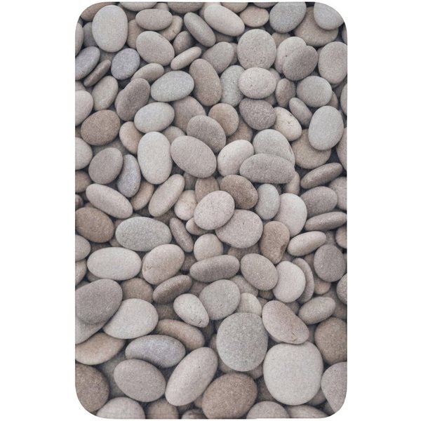 OnlyWow WC-Vorleger Kieselsteine - Steine - Grau, Höhe 10 mm, Polyester, Rechteckig, WC Teppich, Toilettenvorleger, Toilettenteppich, Badematte 40x60 cm
