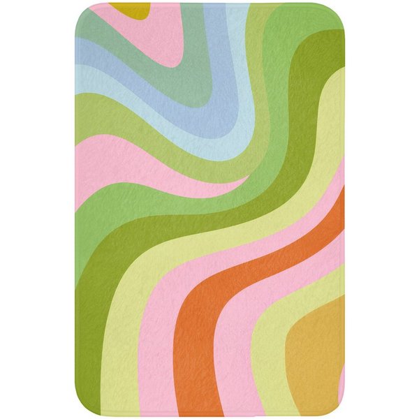 OnlyWow WC-Vorleger Linien - Pastelltöne - Wellenförmig, Höhe 10 mm, Polyester, Rechteckig, WC Teppich, Toilettenvorleger, Toilettenteppich, Badematte 60x40 cm
